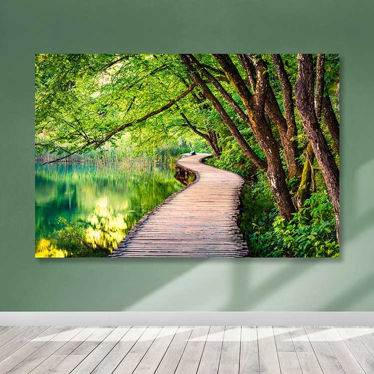 Quadro em Tela Decorativa Multicolor 100x140 cm com Moldura de Madeira (Espessura 3–4 cm)