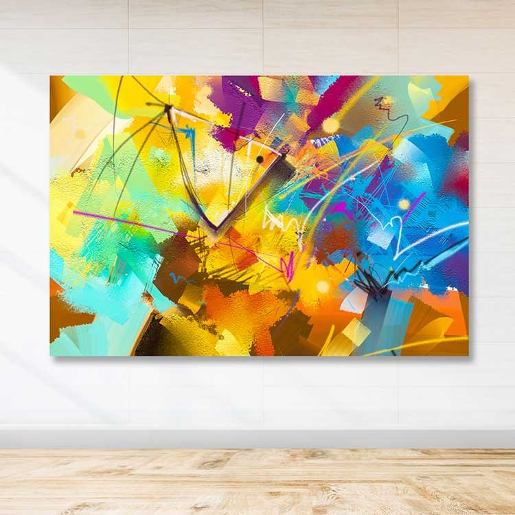 Quadro em Tela Decorativa Multicolor 100x140 cm | Canvas 100% com Moldura de Madeira 3-4 cm