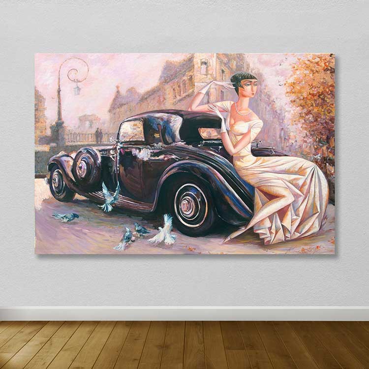 Quadro em Tela Decorativo Multicolor 100x140 cm com Moldura de Madeira (3–4 cm)