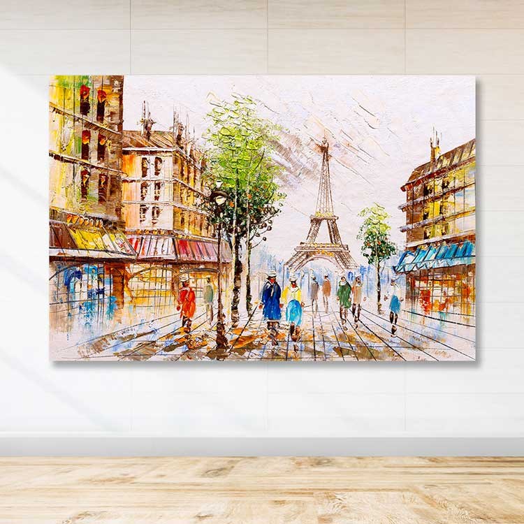 Quadro em Tela Multicolor 100x140 cm com Moldura de Madeira (3-4 cm) – 100% Canvas