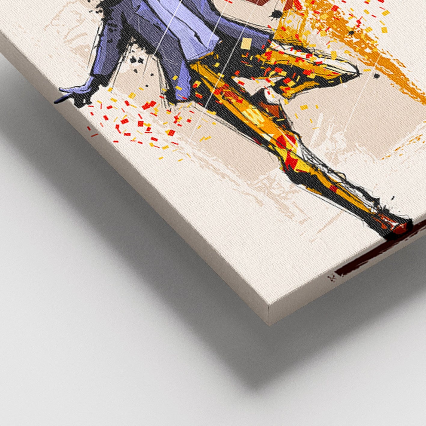 Quadro Decorativo em Tela Multicolor 100 x 140 cm com Moldura de Madeira (3–4 cm)