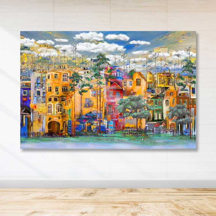 Pintura em Tela Decorativa Multicolor 100x140 cm – 100% Tela, Moldura 100% Madeira (3-4 cm)
