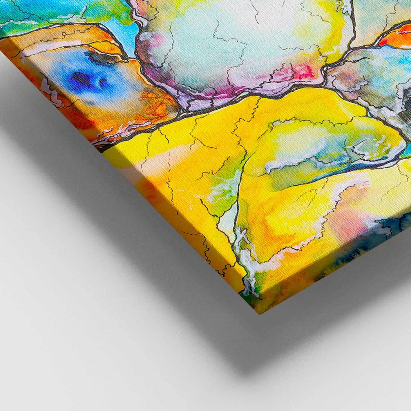 Quadro em Tela Decorativo Multicolor 100x140 cm com Moldura de Madeira (3–4 cm)