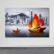 Quadro em Tela Decorativa Multicolor 100 x 140 cm com Moldura de Madeira (3–4 cm)