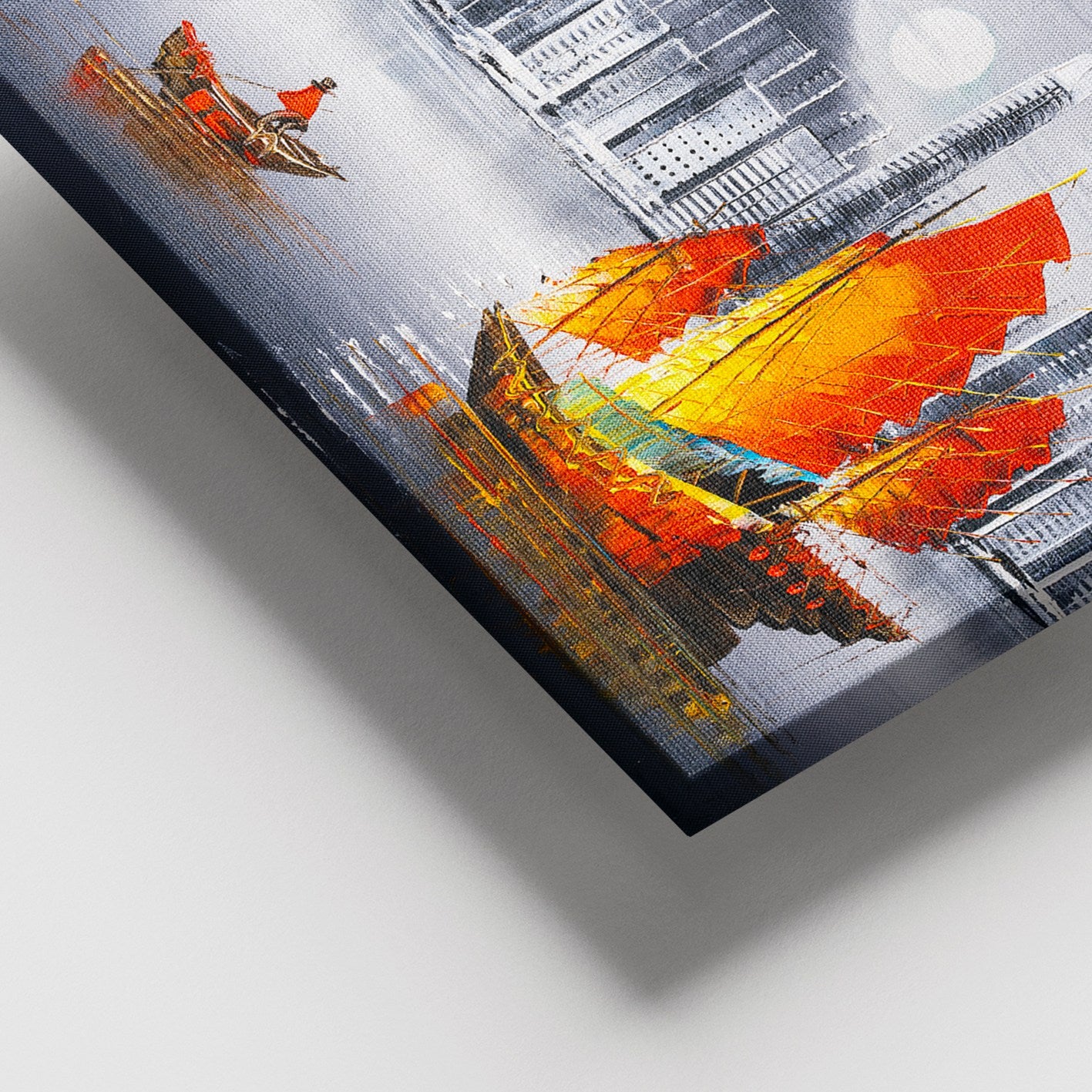 Quadro em Tela Decorativa Multicolor 100 x 140 cm com Moldura de Madeira (3–4 cm)