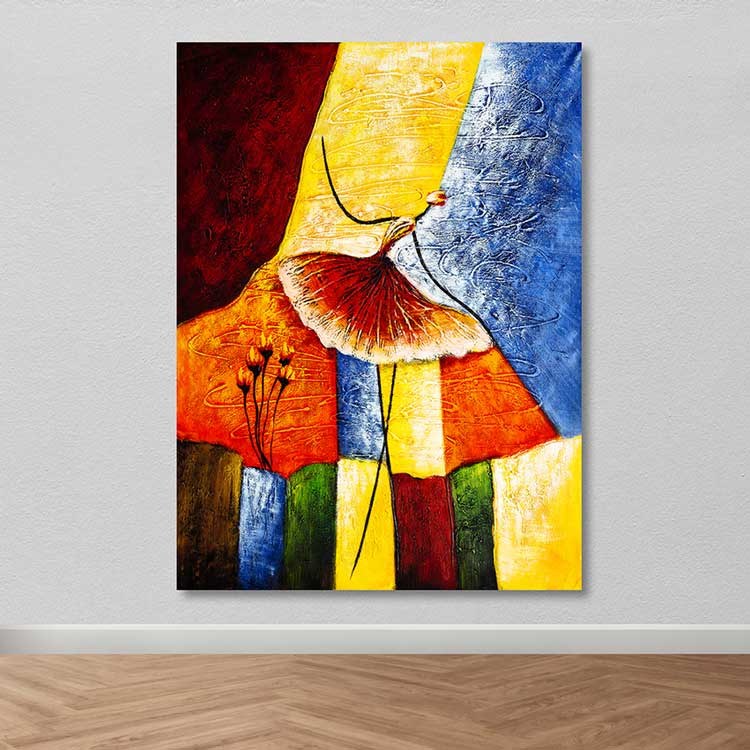 Quadro em Tela Decorativo Multicolor 100x140 cm com Moldura de Madeira (3–4 cm)