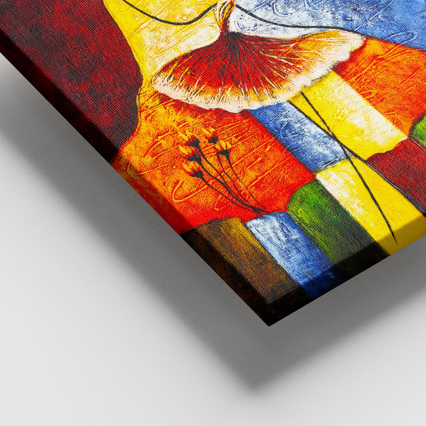 Quadro em Tela Decorativo Multicolor 100x140 cm com Moldura de Madeira (3–4 cm)