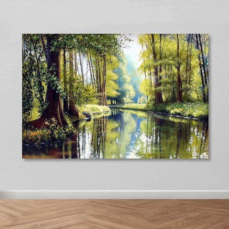 Quadro em Tela Decorativa Multicolor 100 x 140 cm com Moldura de Madeira (3–4 cm) – 100% Tela