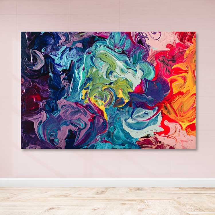 Tela Decorativa Multicolor 100x140 cm com Moldura de Madeira (Espessura 3–4 cm)