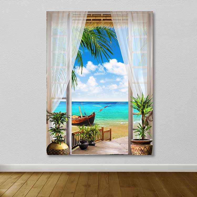 Tela Decorativa em Canvas Multicolor 100x140 cm com Moldura de Madeira 3–4 cm