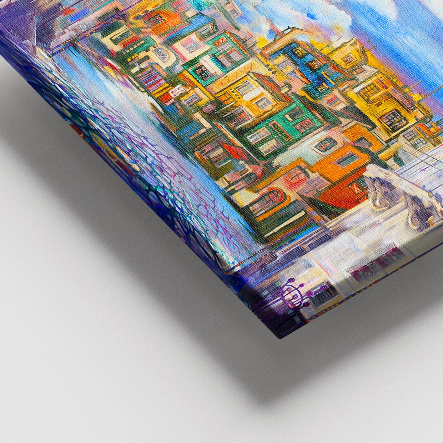 Quadro em Tela Decorativo Multicolor 100x140 cm com Moldura de Madeira (3–4 cm)