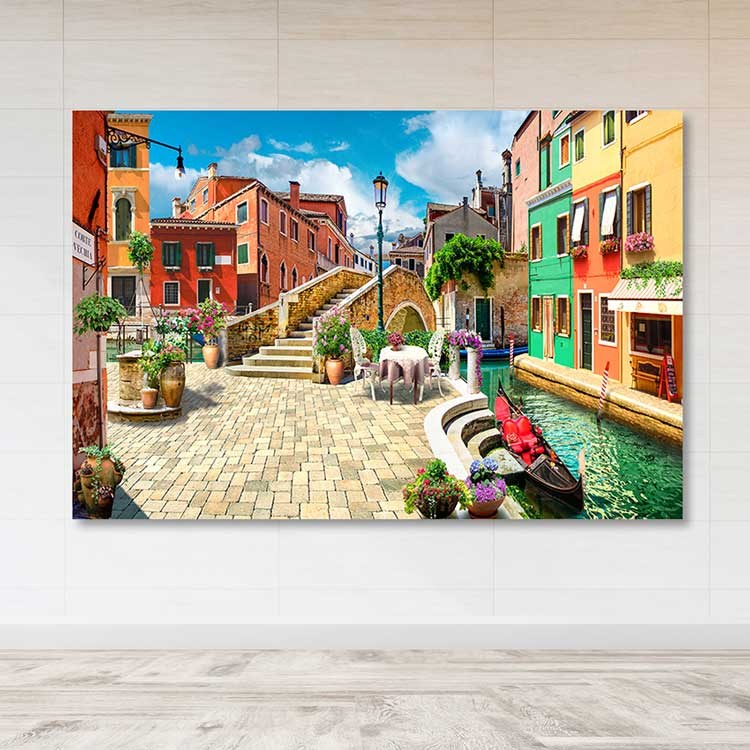 Tela Decorativa Multicolor — Lona 100% com Moldura de Madeira (3–4 cm) — 100 x 140 cm