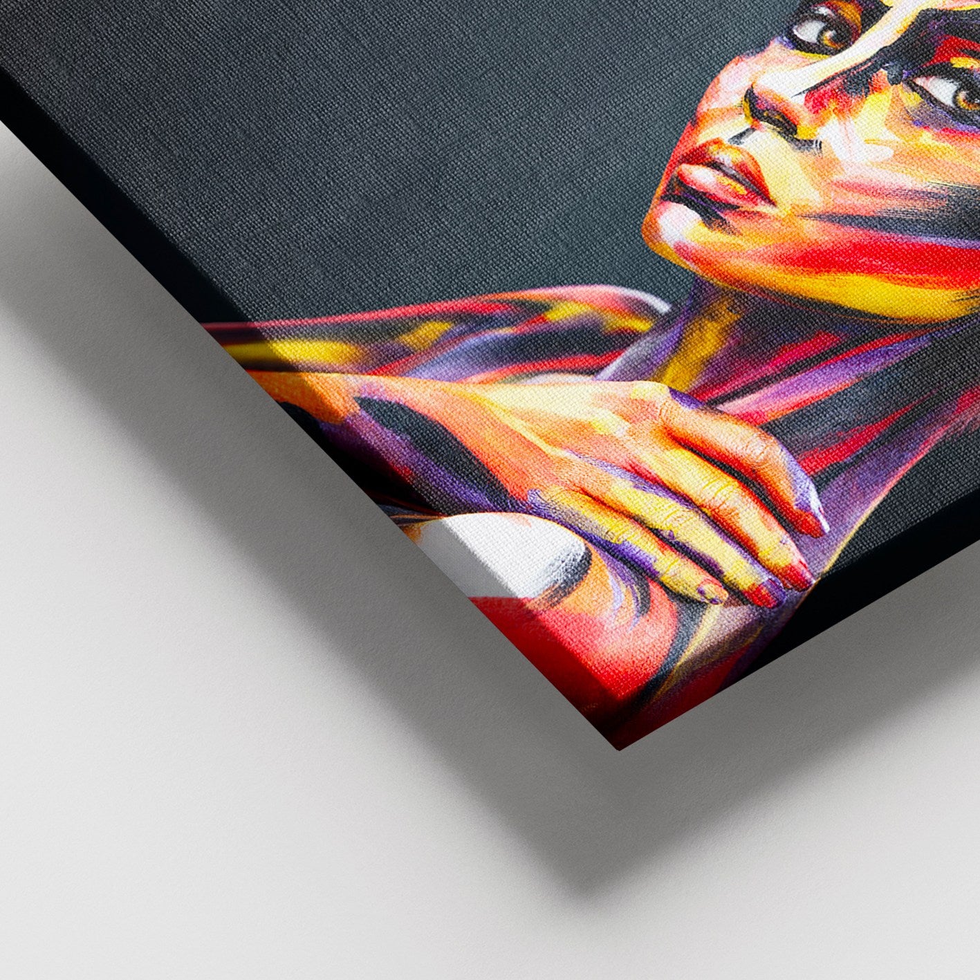 Quadro em Tela Decorativa Multicolorido 100 x 140 cm com Moldura de Madeira (3-4 cm), 100% Tela