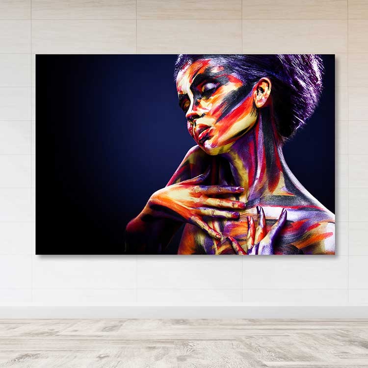 Quadro em Tela Decorativa Multicolor 100 x 140 cm com Moldura de Madeira (Espessura 3–4 cm)