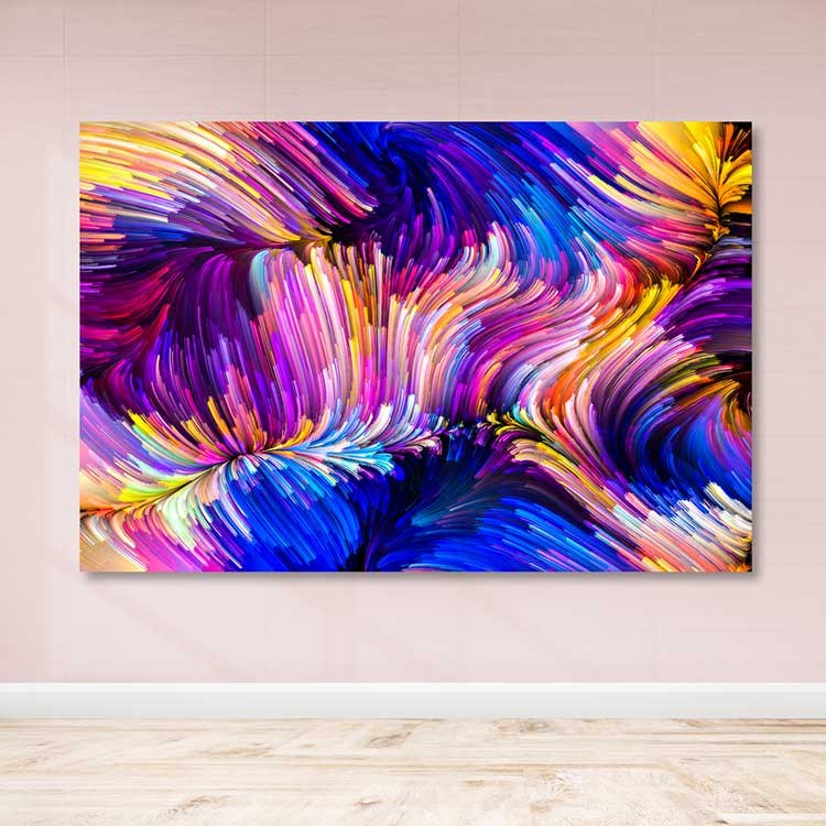 Quadro Decorativo em Tela 100% Canvas Multicolor com Moldura de Madeira (3–4 cm) — 100 x 140 cm