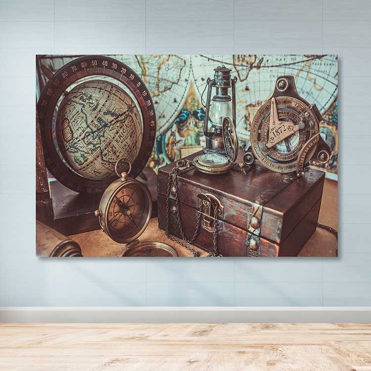 Quadro Decorativo em Tela Multicolor 100x140 cm com Moldura de Madeira (3–4 cm)