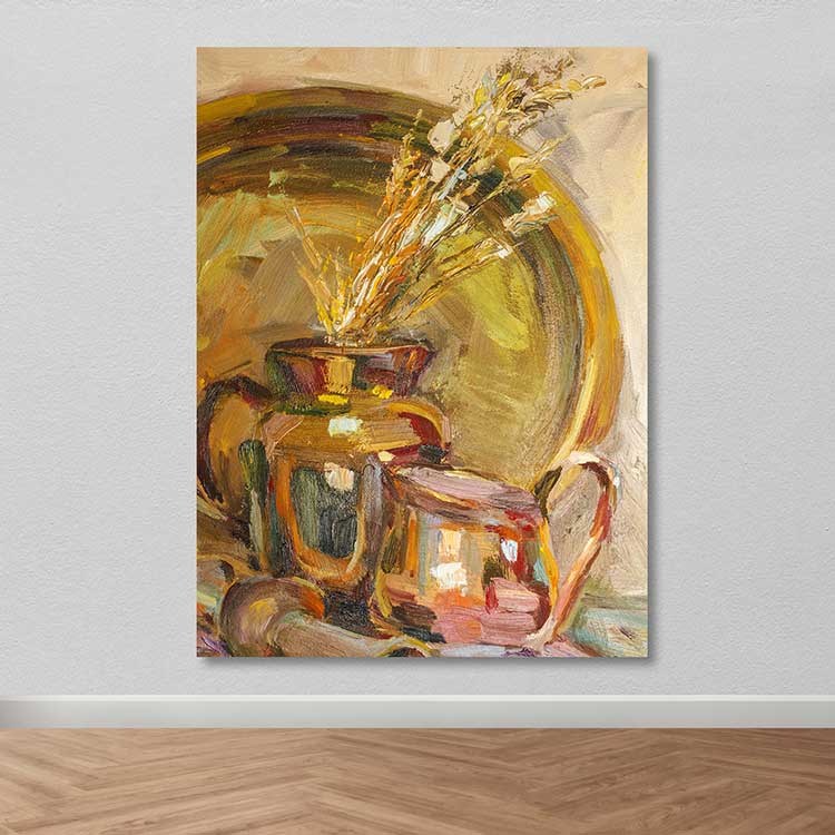 Quadro em Canvas Decorativo Multicolor 100x140 cm com Moldura de Madeira (3–4 cm)