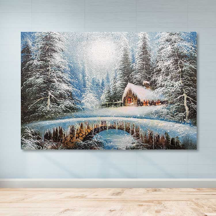 Quadro Decorativo Multicolor em Tela 100% 100 x 140 cm com Moldura de Madeira (3–4 cm)