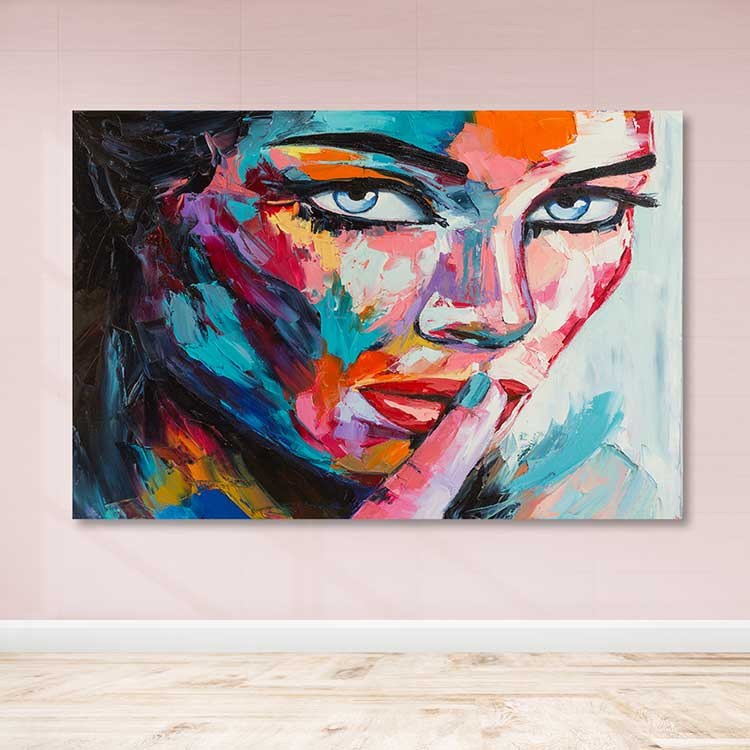 Quadro Decorativo em Tela Multicolor, Moldura de Madeira (3–4 cm), 100 x 140 cm