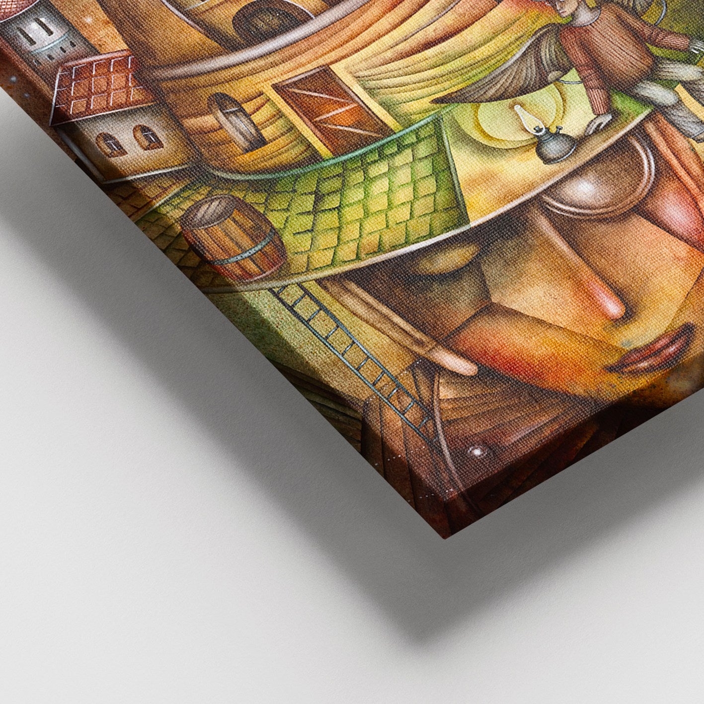 Quadro Decorativo em Tela (100% Canvas) Multicolor 100x140 cm com Moldura de Madeira 3–4 cm