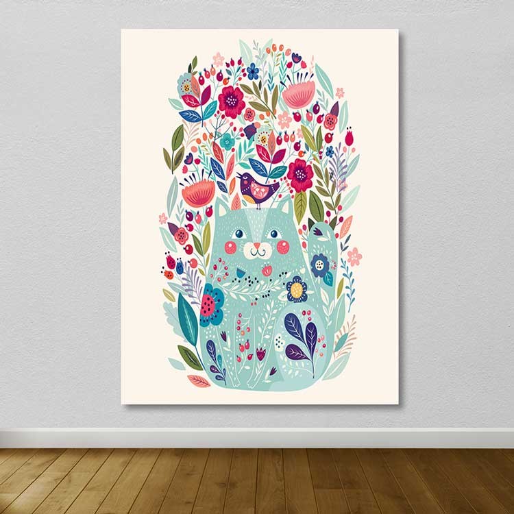 Quadro em Tela Decorativo Multicolor 100x140 cm com Moldura de Madeira (3–4 cm)