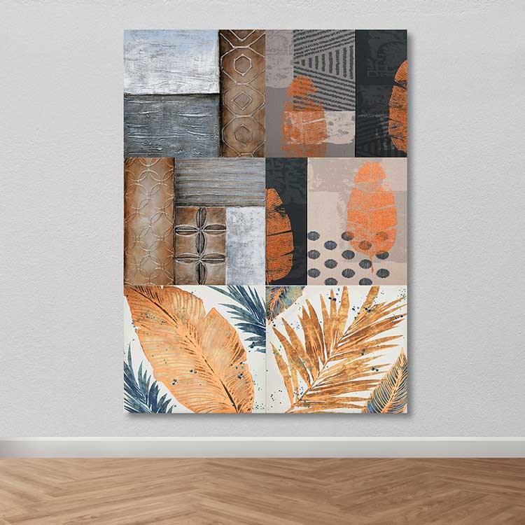 Quadro em Tela Decorativa Multicolor 100x140 cm com Moldura de Madeira (3–4 cm), 100% Canvas