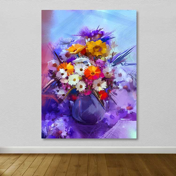 Tela Decorativa Multicolorida 100x140 cm — Canvas 100% com Moldura de Madeira (3–4 cm)