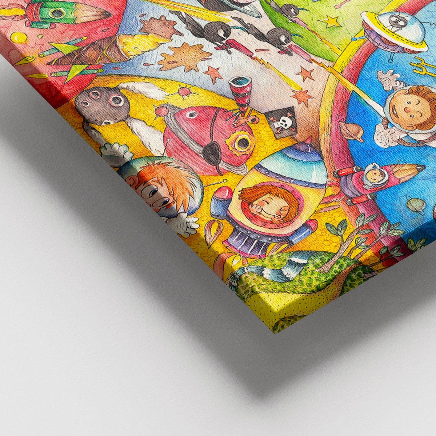 Quadro em Tela Decorativa Multicolor 100x140 cm com Moldura de Madeira (3–4 cm)