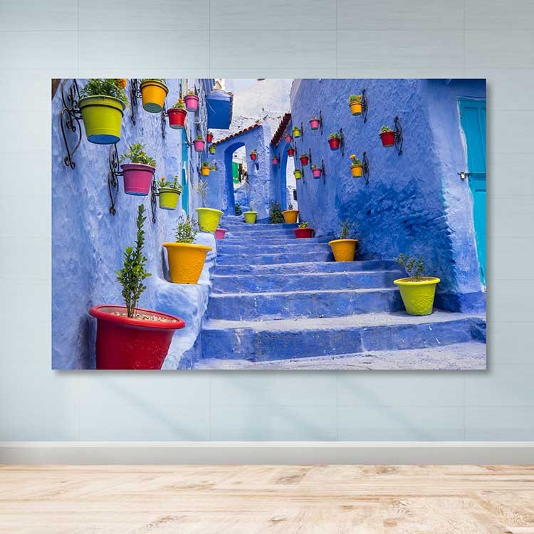 Quadro em Tela Decorativa Multicolor 100x140 cm com Moldura de Madeira (3–4 cm)