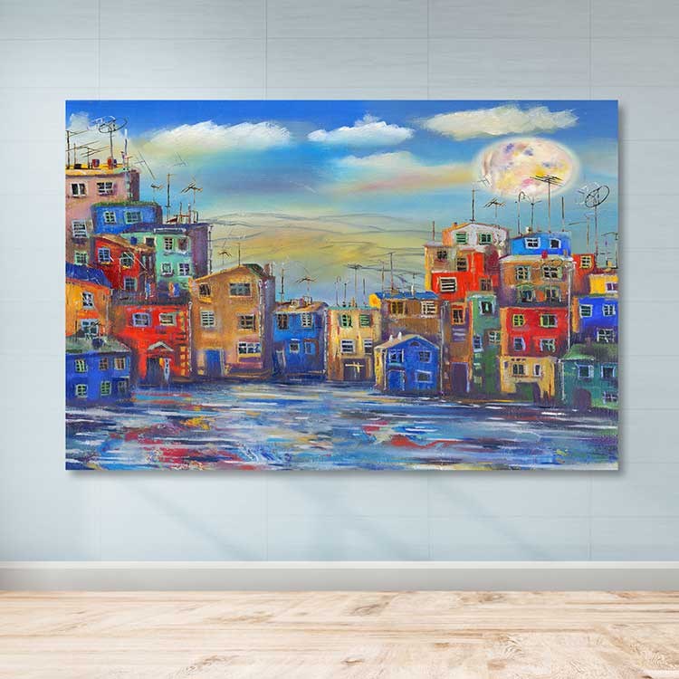 Quadro em Tela Decorativo Multicolor 100x140 cm – 100% Canvas com Moldura em Madeira (3–4 cm)