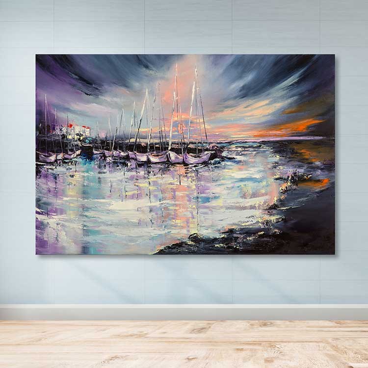 Quadro em Tela 100% Canvas Multicolor 100x140 cm com Moldura de Madeira 3–4 cm