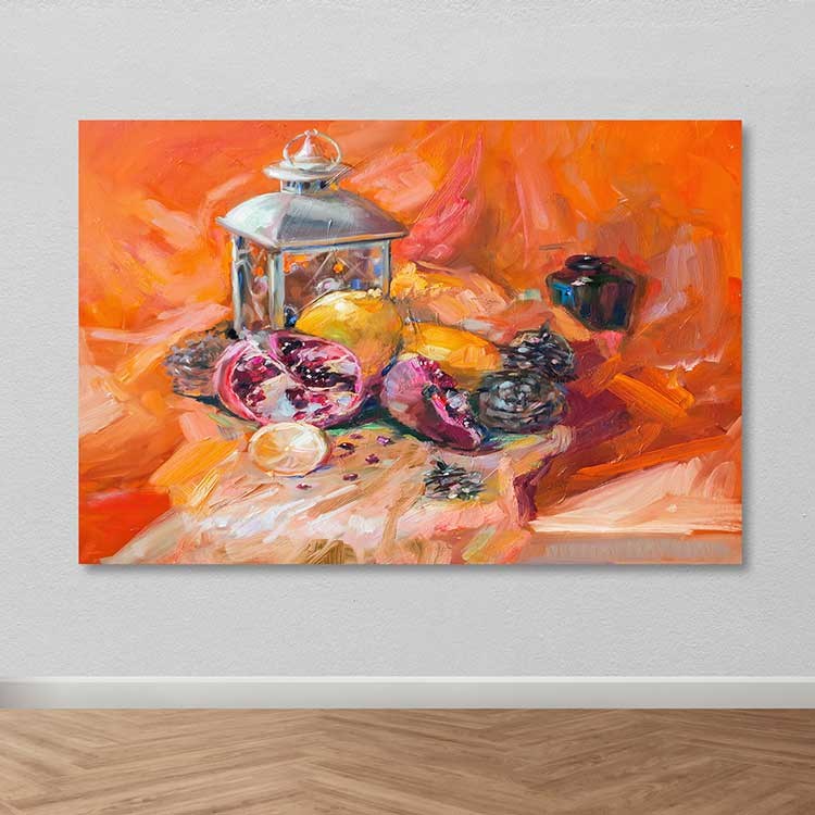 Quadro Decorativo em Tela 100% Multicolor 100x140 cm com Moldura de Madeira (3–4 cm)