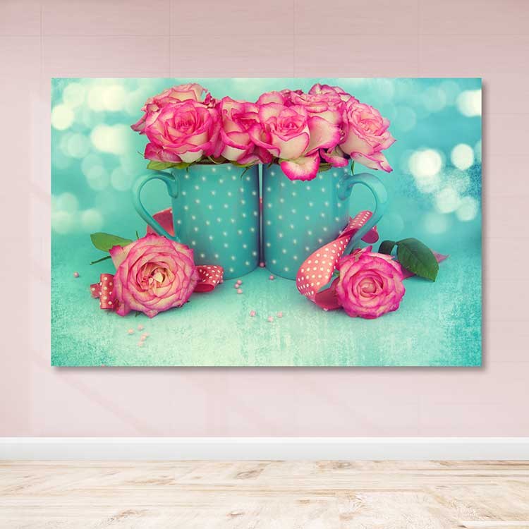 Quadro em Tela Decorativa Multicolor 100x140 cm com Moldura de Madeira (3–4 cm, 100% Tela)