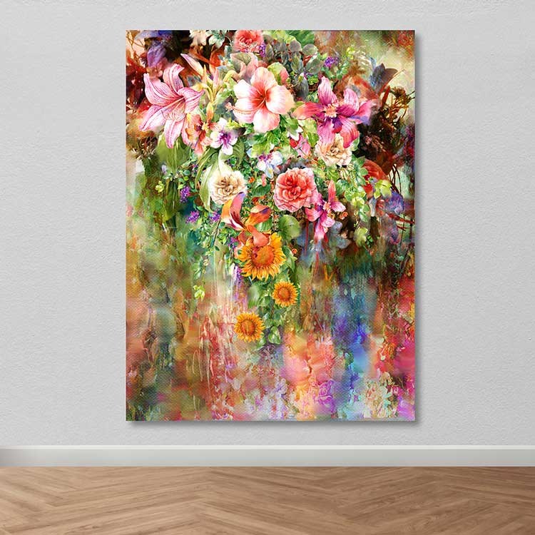 Quadro em Tela Decorativo Multicolor 100x140 cm com Moldura de Madeira (3–4 cm)