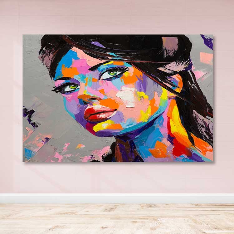 Quadro em Tela Decorativa Multicolor 100x140 cm — 100% Canvas com Moldura de Madeira (3–4 cm)