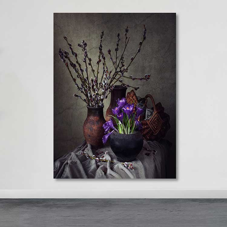 Quadro em Tela Decorativa Multicolorido 100 x 140 cm com Moldura de Madeira (3–4 cm) – 100% Tela