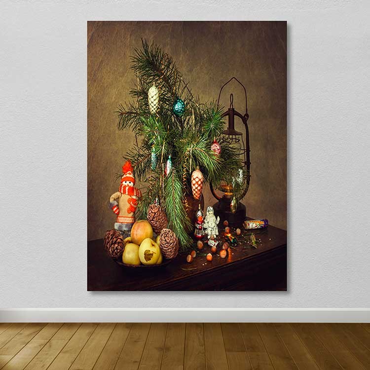 Quadro Decorativo em Tela Multicolor 100x140 cm com Moldura de Madeira (3–4 cm)