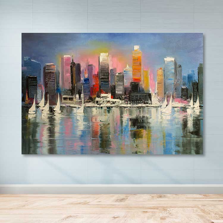 Quadro em Tela Decorativo Multicolor 100x140 cm com Moldura 100% Madeira (3–4 cm)