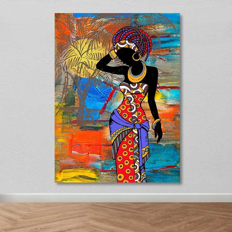 Quadro Decorativo em Tela 100% Canvas Multicolor 100x140 cm com Moldura de Madeira (3–4 cm)