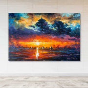 Quadro Decorativo em Tela Multicolorido 100x140 cm com Moldura de Madeira (3–4 cm)