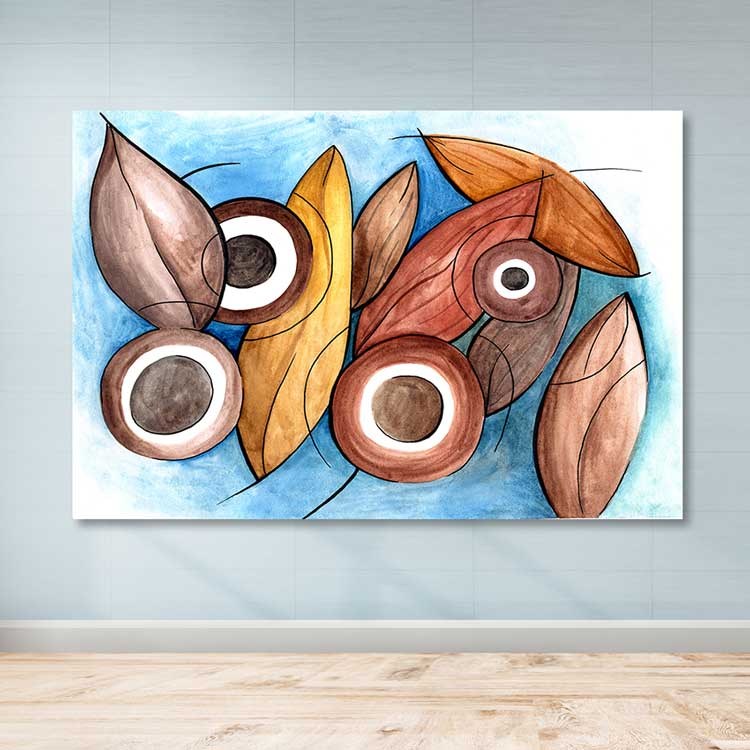 Quadro em Tela Decorativo Multicolor 100x140 cm com Moldura de Madeira (3–4 cm), 100% Tela