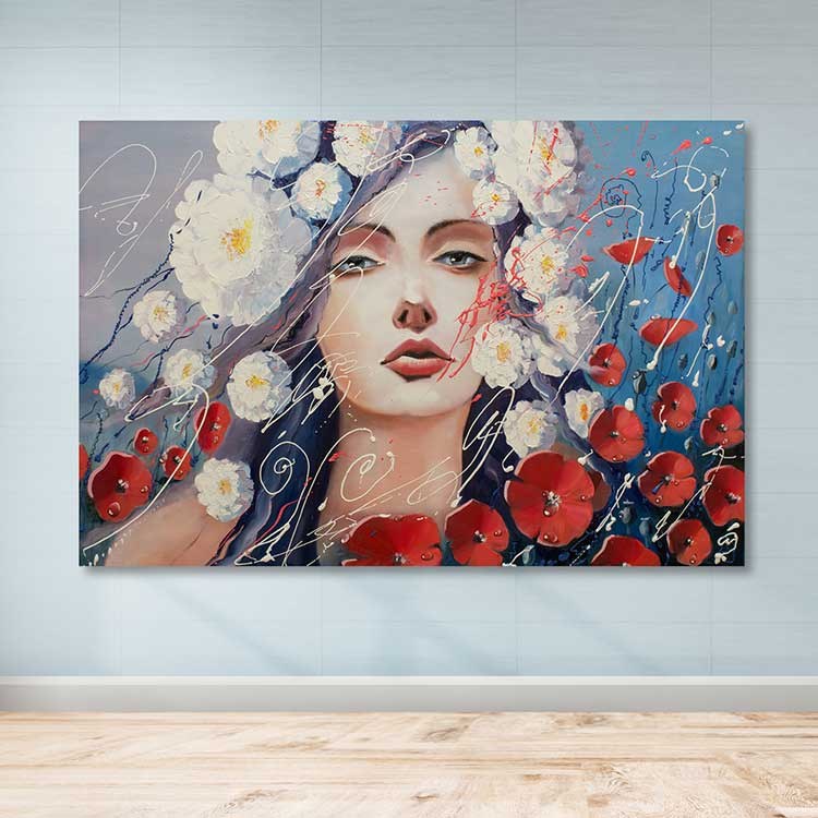 Pintura Decorativa em Canvas 100% com Moldura de Madeira (3–4 cm), 100x140 cm – Multicor
