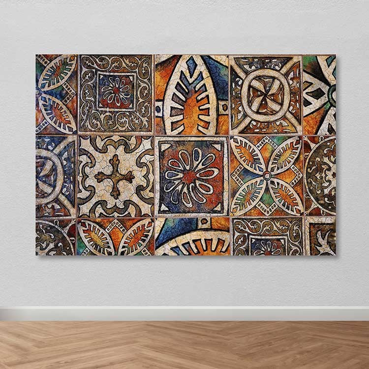 Quadro em Tela Decorativa Multicolor 100x140 cm com Moldura de Madeira (3–4 cm)