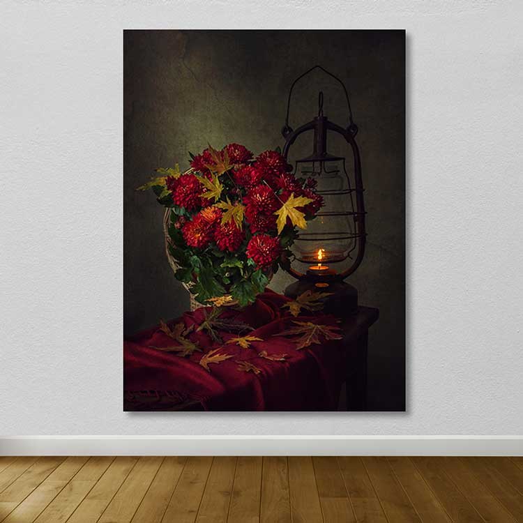 Quadro em Tela Decorativa Multicolor 100x140 cm com Moldura de Madeira (3–4 cm) – Canvas 100%