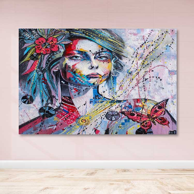 Quadro em Tela Decorativo Multicolor 100x140 cm com Moldura de Madeira (3-4 cm) – 100% Canvas – DEV03124100140