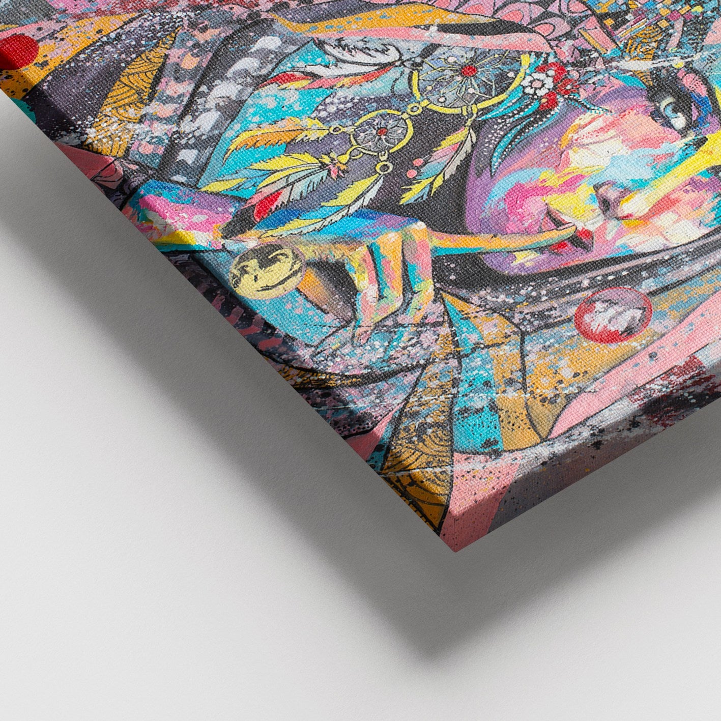 Tela Decorativa Multicolor 100x140 cm com Moldura de Madeira (3–4 cm) – 100% Canvas