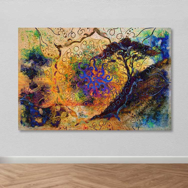 Tela Decorativa em Canvas Multicolor, 100x140 cm, com Moldura de Madeira (3–4 cm)