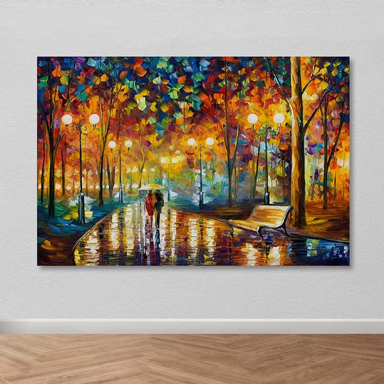 Quadro Decorativo em Tela Multicolor 100x140 cm com Moldura de Madeira (3–4 cm)