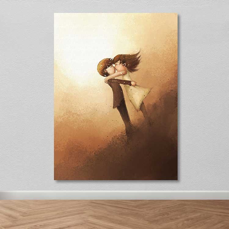 Quadro em Tela Decorativa Multicolorido 100x140 cm com Moldura de Madeira (3–4 cm) – 100% Tela