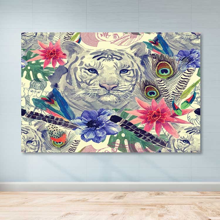 Quadro em Tela 100% Canvas Multicolorido com Moldura de Madeira (3–4 cm) 100x140 cm